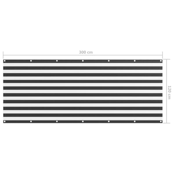 vidaXL Parvekkeen suoja antrasiitti/valkoinen 120x300 cm Oxford kangas - Päivän- & aurinkovarjot