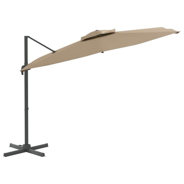 vidaXL Riippuva kaksois-aurinkovarjo taupe 300x300 cm - Päivän- & aurinkovarjot