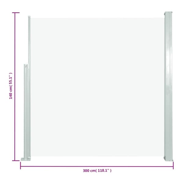 vidaXL Sisäänvedettävä terassin sivumarkiisi 140x300 cm kerma - Päivän- & aurinkovarjot