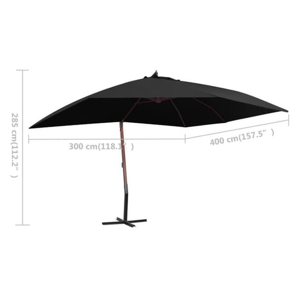 vidaXL Riippuva aurinkovarjo puurunko 400x300 cm musta - Päivän- & aurinkovarjot