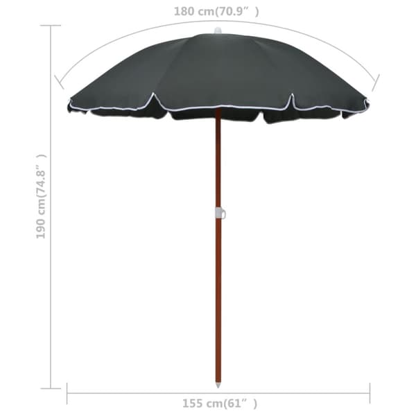 vidaXL Aurinkovarjo terästanko 180 cm antrasiitti - Päivän- & aurinkovarjot
