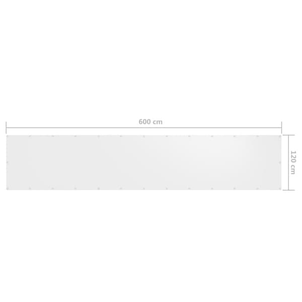 vidaXL Parvekkeen suoja valkoinen 120x600 cm Oxford kangas -  Päivän- & aurinkovarjot