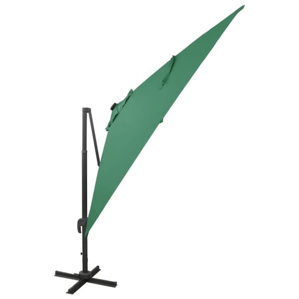 vidaXL hængeparasol med stang + LED-lys 300 cm grøn - Parasoller og solskærme