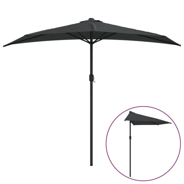 vidaXL balkonparasol med aluminumsstang antracitgrå 270 x 144 cm halv - Parasoller og solskærme