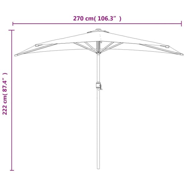 vidaXL balkonparasol med aluminumsstang antracitgrå 270 x 144 cm halv -  Parasoller og solskærme