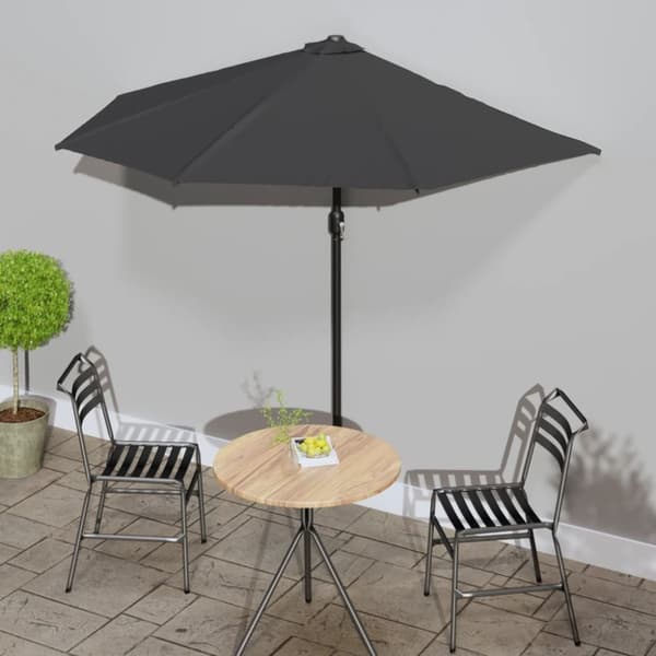 vidaXL balkonparasol med aluminumsstang antracitgrå 270 x 144 cm halv -  Parasoller og solskærme