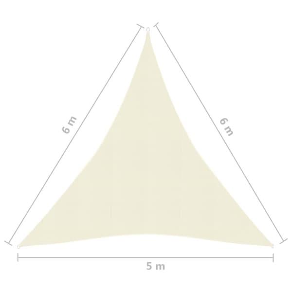 vidaXL solsejl 160 g/m² 5x6x6 m HDPE cremefarvet - Parasoller og solskærme