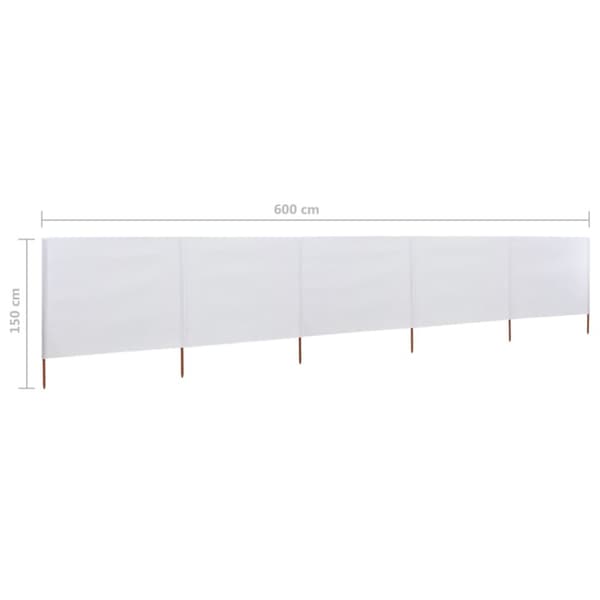 vidaXL Vindskydd 5 paneler tyg 600x120 cm sandvit -  Parasoll & solskydd