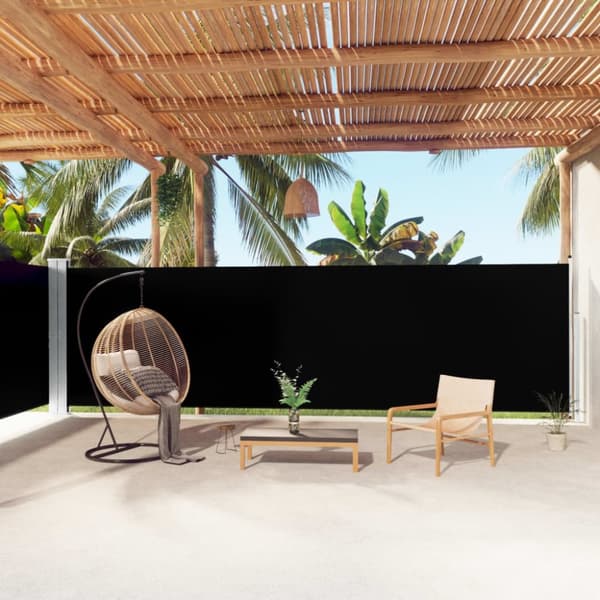 vidaXL Infällbar sidomarkis svart 180x1000 cm - Parasoll & solskydd
