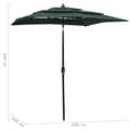 Miniatyrbillede 7 af 7: vidaXL parasol med aluminiumsstang i 3 niveauer 2x2 m grøn -  Parasoller og solskærme