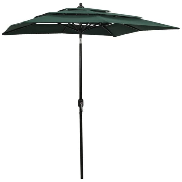 vidaXL parasol med aluminiumsstang i 3 niveauer 2x2 m grøn - Parasoller og solskærme
