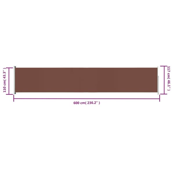 vidaXL Infällbar sidomarkis 117x600 cm brun - Parasoll & solskydd