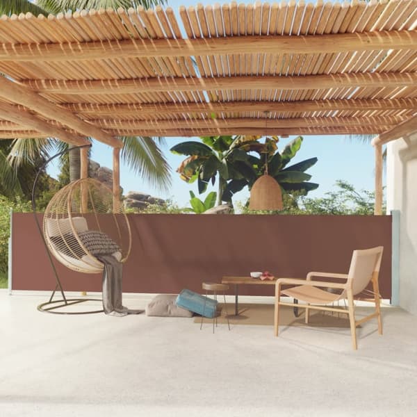 vidaXL Infällbar sidomarkis 117x600 cm brun - Parasoll & solskydd