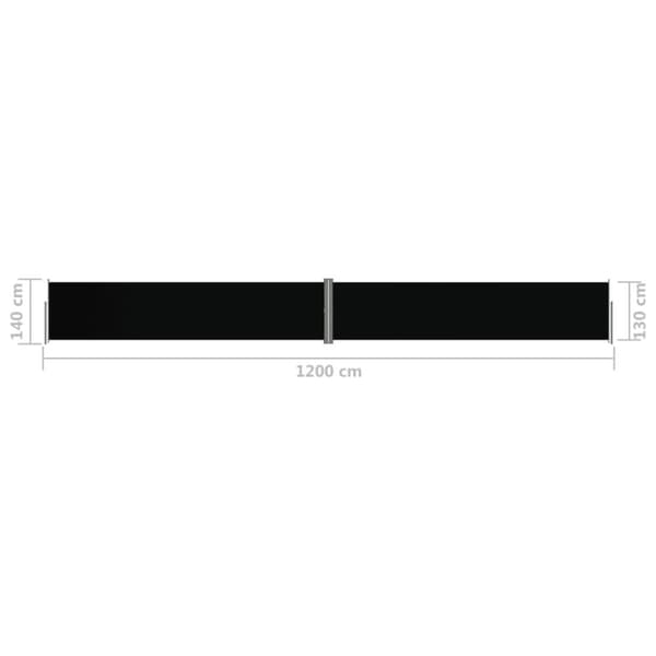 vidaXL Infällbar sidomarkis svart 140x1200 cm -  Parasoll & solskydd
