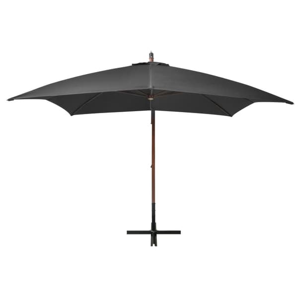 vidaXL Hängande parasoll med stång antracit 3x3 m massivt granträ - Parasoll & solskydd