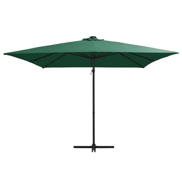 vidaXL hængeparasol med LED-lys og stålstang 250x250 cm grøn - Parasoller og solskærme