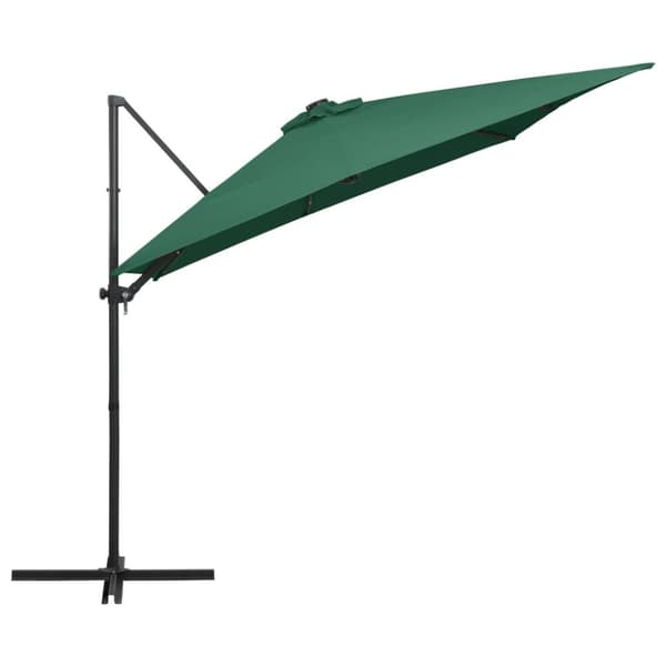 vidaXL hængeparasol med LED-lys og stålstang 250x250 cm grøn - Parasoller og solskærme