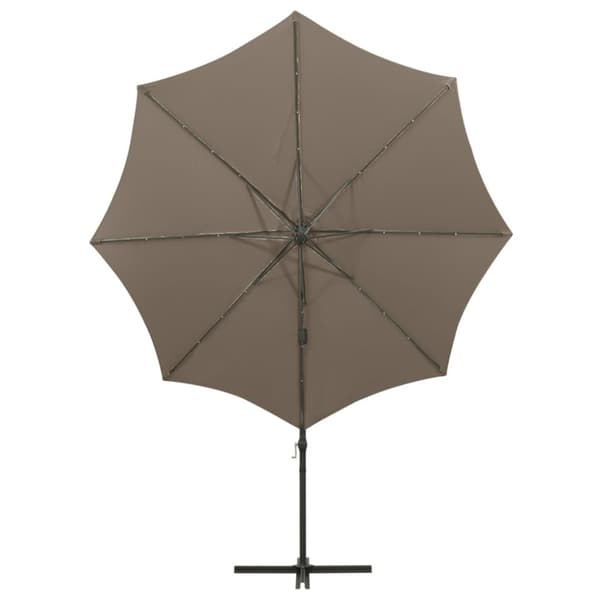 vidaXL Riippuva aurinkovarjo tangolla ja LED-valoilla ruskeanh. 300 cm - Päivän- & aurinkovarjot