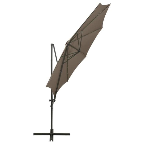 vidaXL Riippuva aurinkovarjo tangolla ja LED-valoilla ruskeanh. 300 cm - Päivän- & aurinkovarjot