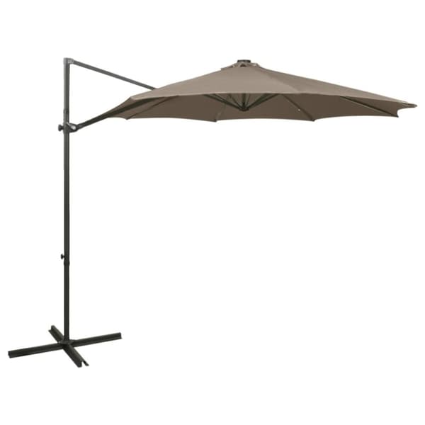 vidaXL Riippuva aurinkovarjo tangolla ja LED-valoilla ruskeanh. 300 cm - Päivän- & aurinkovarjot