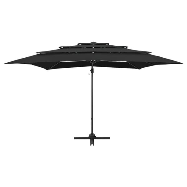 vidaXL parasol med aluminiumsstang i 4 niveauer 250x250 cm sort - Parasoller og solskærme