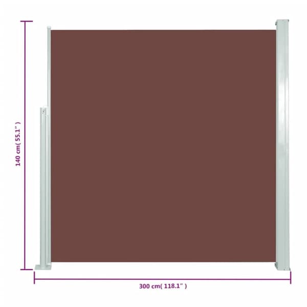 vidaXL sammenrullelig sidemarkise 140 x 300 cm brun -  Parasoller og solskærme