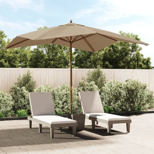 vidaXL Parasoll med trästång 300x300x273 cm taupe -  Parasoll & solskydd