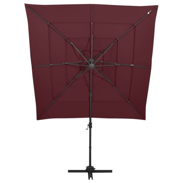 vidaXL 4-tasoinen Aurinkovarjo alumiinitanko viininpunainen 250x250 cm - Päivän- & aurinkovarjot