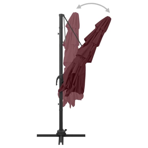 vidaXL 4-tasoinen Aurinkovarjo alumiinitanko viininpunainen 250x250 cm - Päivän- & aurinkovarjot