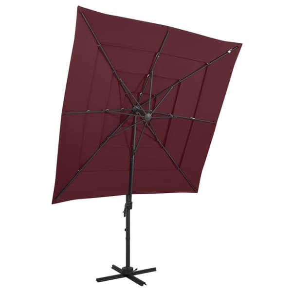 vidaXL 4-tasoinen Aurinkovarjo alumiinitanko viininpunainen 250x250 cm -  Päivän- & aurinkovarjot