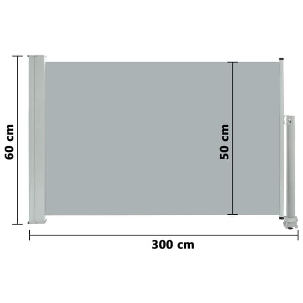 vidaXL Infällbar sidomarkis 60x300 cm grå - Parasoll & solskydd