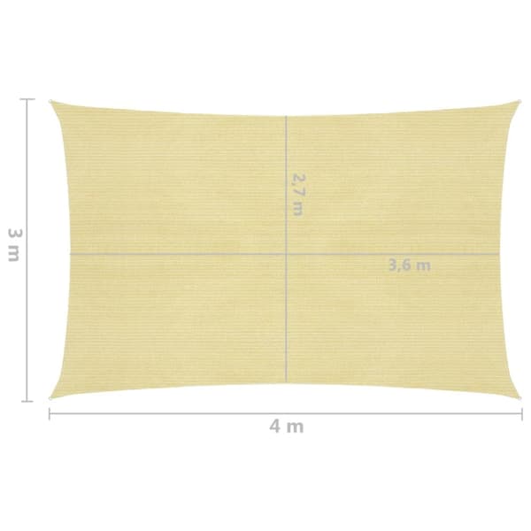 vidaXL Solsegel 160 g/m² beige 3x4 m HDPE - Parasoll & solskydd