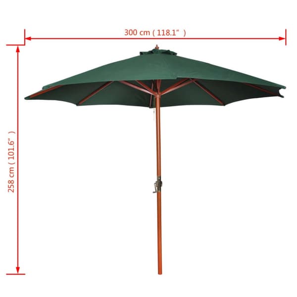 vidaXL Aurinkovarjo vihreä 258 cm - Päivän- & aurinkovarjot