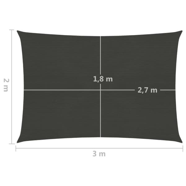 vidaXL Aurinkopurje 160 g/m² antrasiitti 2x3 m HDPE -  Päivän- & aurinkovarjot