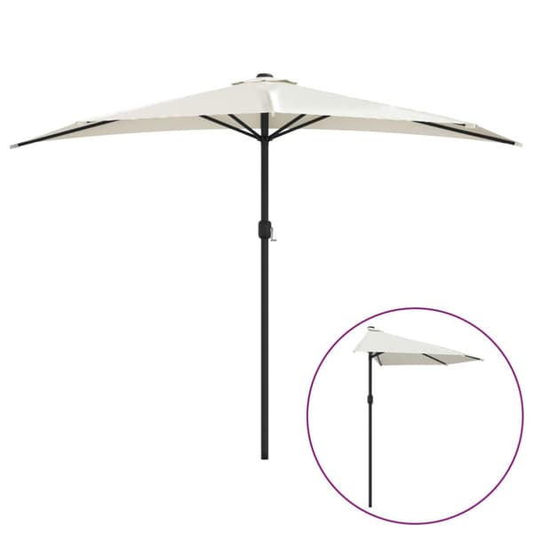 vidaXL balkonparasol med aluminumsstang sandfarvet 300 x 155 cm halv - Parasoller og solskærme