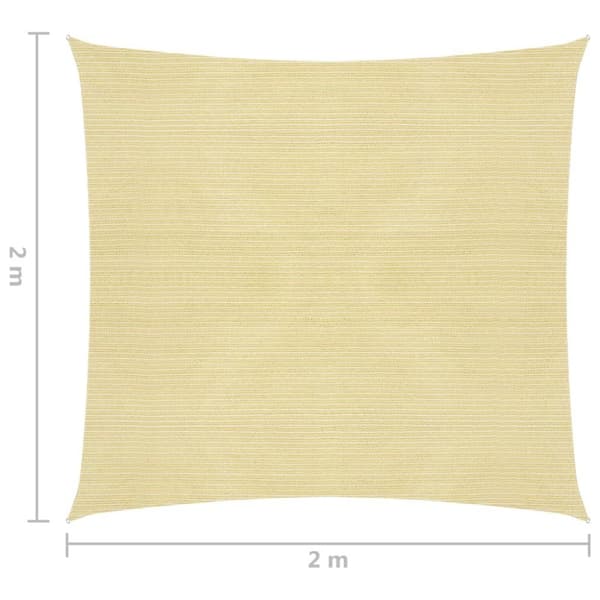 vidaXL solsejl HDPE firkantet 2 x 2 m beige - Parasoller og solskærme