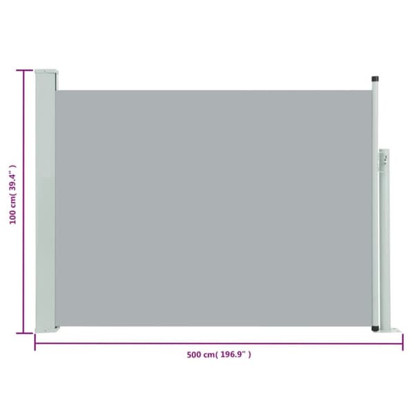 vidaXL Infällbar sidomarkis 100x500 cm grå -  Parasoll & solskydd