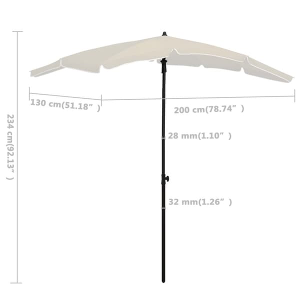 vidaXL Parasoll med stång 200x130 cm sand - Parasoll & solskydd
