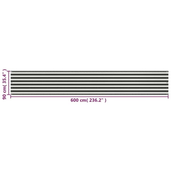 vidaXL Parvekkeen Suoja HDPE 90x600 cm Antrasiitti ja valkoinen -  Päivän- & aurinkovarjot
