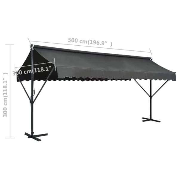 vidaXL fritstående markise 500 x 300 cm antracitgrå -  Parasoller og solskærme