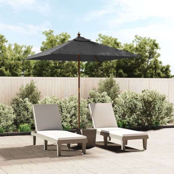 vidaXL haveparasol med træstang 198x198x231 cm antracitgrå -  Parasoller og solskærme