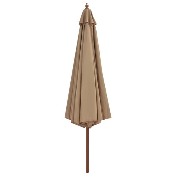 vidaXL Trädgårdsparasoll med trästång taupe 350 cm - Parasoll & solskydd