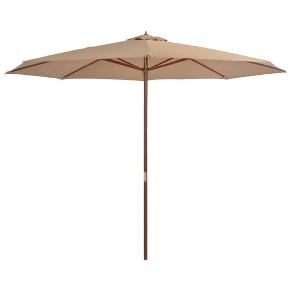 vidaXL Trädgårdsparasoll med trästång taupe 350 cm -  Parasoll & solskydd