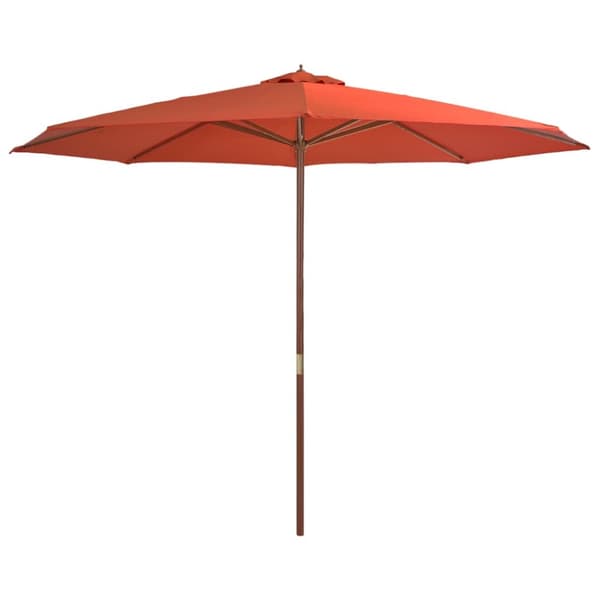vidaXL udendørs parasol med træstang 350 cm terracottafarvet - Parasoller og solskærme