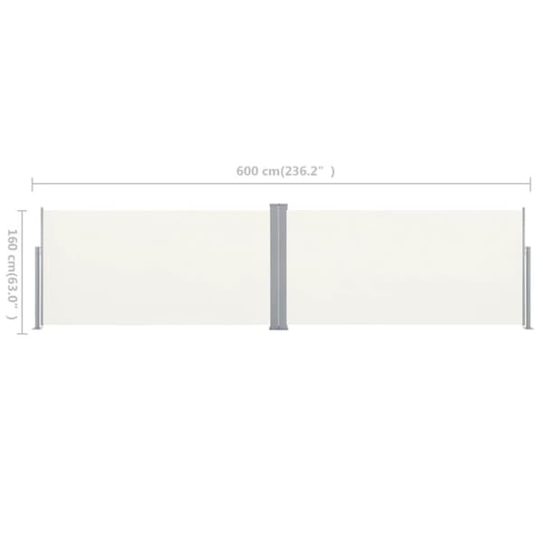 vidaXL Sisäänvedettävä Sivumarkiisi 160x600 cm Kerma - Päivän- & aurinkovarjot