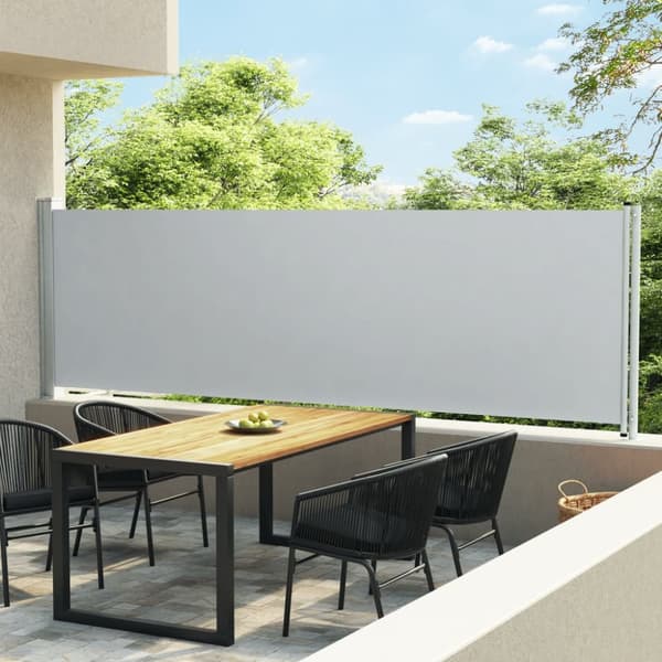 vidaXL Sisäänvedettävä terassin sivumarkiisi 140x600 cm harmaa -  Päivän- & aurinkovarjot