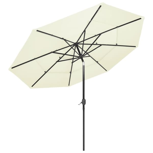 vidaXL parasol med aluminiumsstang i 3 niveauer 3 m sandfarvet - Parasoller og solskærme