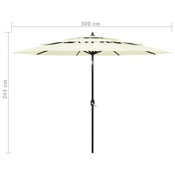 vidaXL parasol med aluminiumsstang i 3 niveauer 3 m sandfarvet - Parasoller og solskærme