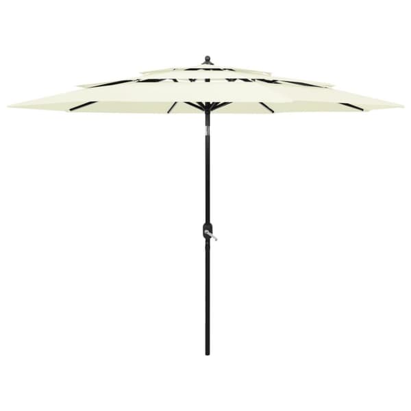vidaXL parasol med aluminiumsstang i 3 niveauer 3 m sandfarvet - Parasoller og solskærme
