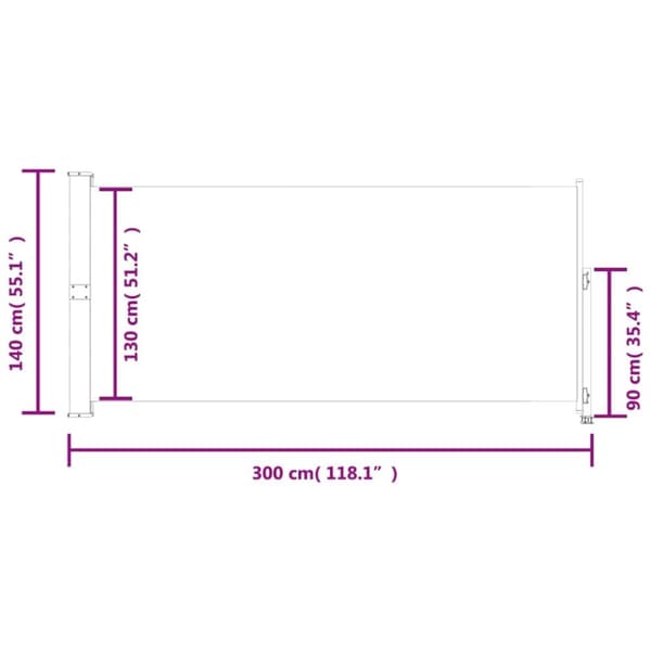 vidaXL Sisäänvedettävä terassin sivumarkiisi 140 x 300 cm ruskea - Päivän- & aurinkovarjot